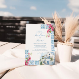 Elegante Bloemige Waterverf Tegels | Griekse Bruil Kaart