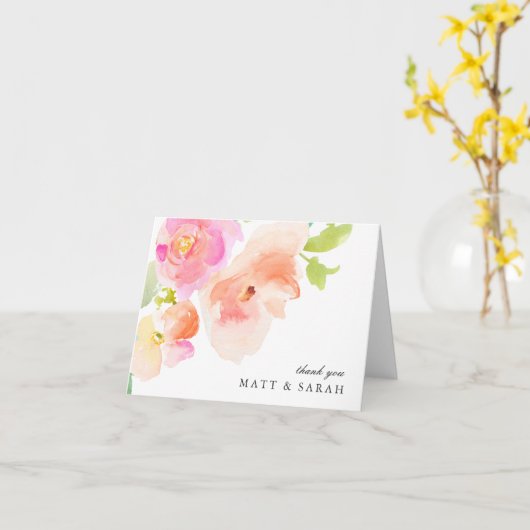 Elegante bloemige Waterverf | Trouwbedankkaart Kaart (Gele Bloem)