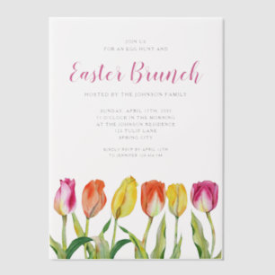 Elegante bloemige waterverf tulpen Pasen brunch Vellum Uitnodigingen