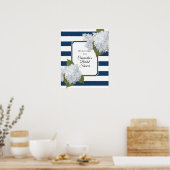 Elegante bloemige welkom moderne marine witte stre poster (Keuken)