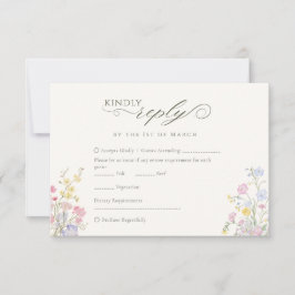 Elegante bloemige wilde bloem calligrafie QR-code RSVP Kaartje