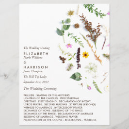 Elegante Bloemige Wilde Bloemen Bruiloft Programmakaart