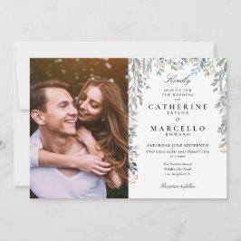 Elegante Bloemige Wilde Bloemen Foto Bruiloft Kaart