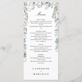 Elegante Bloemige Wilde Bloemen Trouwdiner Menu