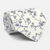 Elegante bloemige witblauwe stropdas (Opgerold)