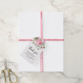 Elegante bloemige witte en roze bedankkaartje cadeaulabel (Met Touw)