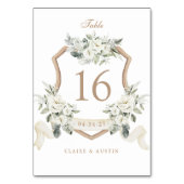 Elegante Bloemige Witte Groene Kuif Tafelnummer (Achterkant)