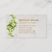 Elegante bloemige witte lelies marmeren kalligrafi visitekaartje (Achterkant)