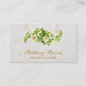 Elegante bloemige witte lelies marmeren kalligrafi visitekaartje (Voorkant)
