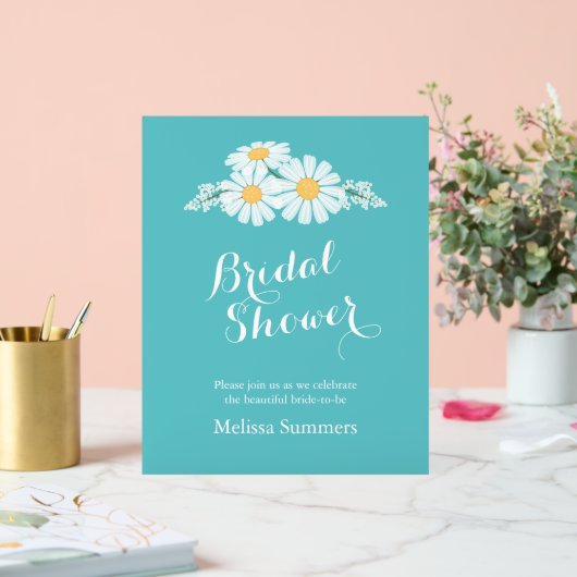 Elegante bloemige witte madeliefjes bruidsdouche t acryl bord (Huwelijk)