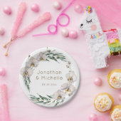 Elegante bloemige witte orchideeën gepersonaliseer papieren bordje (Feest)