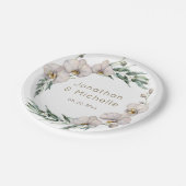 Elegante bloemige witte orchideeën gepersonaliseer papieren bordje (Gekanteld)