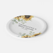 Elegante bloemige zonnebloem bruidsshower papieren bordje (Gekanteld)
