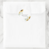 Elegante bloemige zonnebloem bruidsshower ronde sticker (Tas)