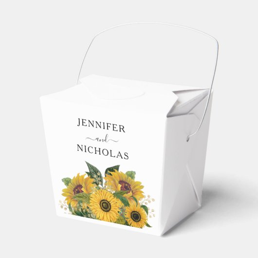 Elegante Bloemige Zonnebloem Bruiloft Bedankdoosjes (Voorkant Zijde)