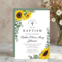 Elegante Bloemige Zonnebloem Religieuze Doop