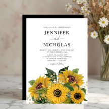 Elegante bloemige zonnebloemen bruiloft  