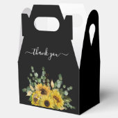 Elegante bloemige zonnebloemen dank je zwart bruil bedankdoosjes (Geopend)