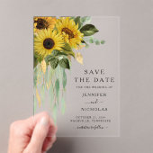 Elegante bloemige zonnebloemen Save The Date Acryl Uitnodigingen (Insitu (Draagbaar))