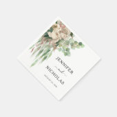 Elegante bloemige zwarte en witte pioenrozen bruil servet (Hoek)