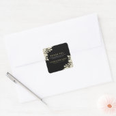 Elegante bloemige zwarte witte gouden minimale tr vierkante sticker (Envelop)