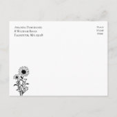 Elegante bloemige zwarte witte huwelijksaankondigi briefkaart (Achterkant)