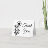 Elegante Bloemige Zwarte Witte Wilde Bloemen Trouw Bedankkaart (Voorkant)