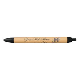 Elegante bloeminitiaal H Zwarte Inkt Pen