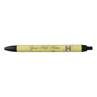 Elegante bloeminitiaal H Zwarte Inkt Pen