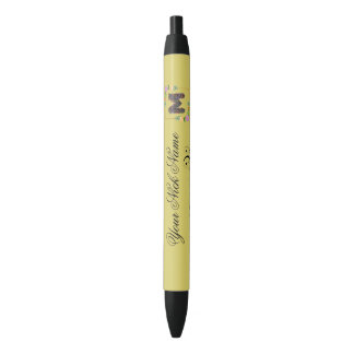 Elegante bloeminitiaal M Zwarte Inkt Pen