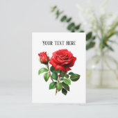 Elegante bloemist of tuinman rode roos briefkaart (Staand voorkant)