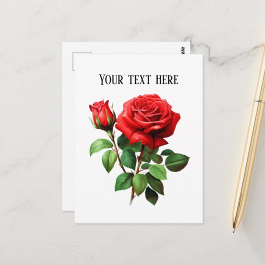 Elegante bloemist of tuinman rode roos briefkaart (Voorkant / Achterkant in situ)