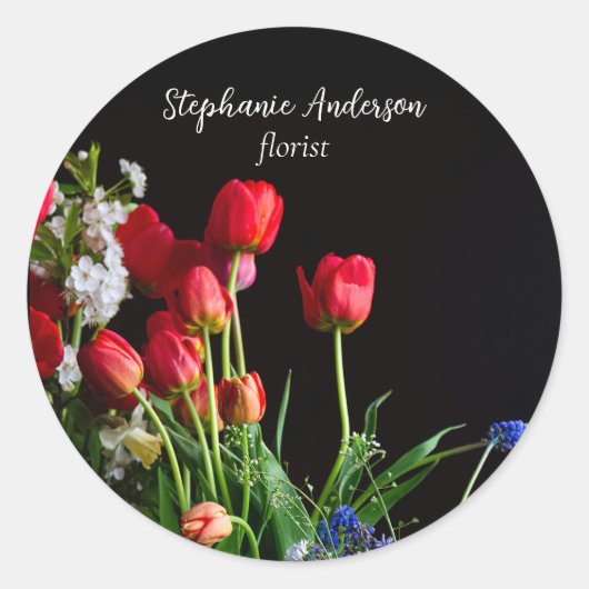 Elegante Bloemist Ronde Sticker (Voorkant)