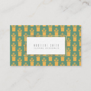 Elegante Bloemist Vintage Groene Bloemen Visitekaartje
