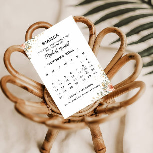 Elegante bloemkalender bruidsmeisje vraag  kaart