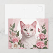 Elegante bloemkat met levendige Rozen en lelies Briefkaart (Voorkant / Achterkant)