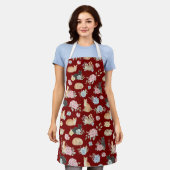 Elegante bloemkatprint schort (Gedragen)