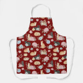 Elegante bloemkatprint schort (Voorkant)