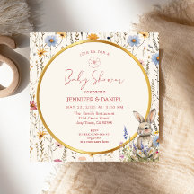 Elegante bloemkonijn Beige babyfeest