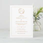 Elegante bloemkroon monogram bruiloft kaart (Staand voorkant)
