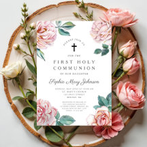Elegante Bloemkruis Meisje Eerste Communie