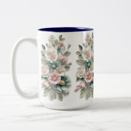 Elegante bloemkunst koffiemok tweekleurige koffiemok