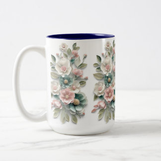 Elegante bloemkunst koffiemok tweekleurige koffiemok