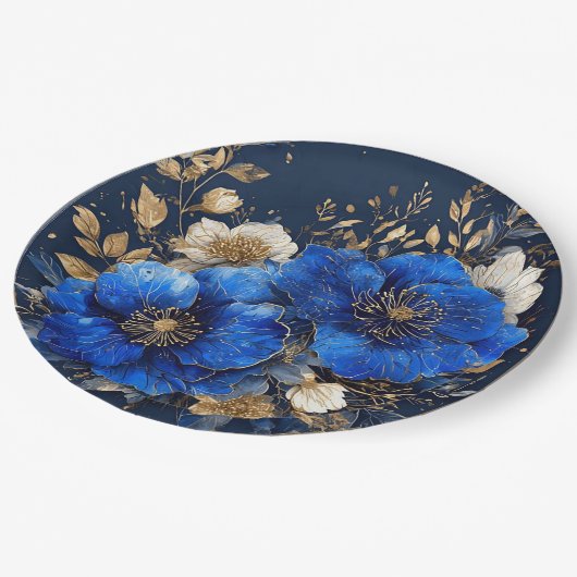 Elegante bloemkunst papieren bordje (Gekanteld)