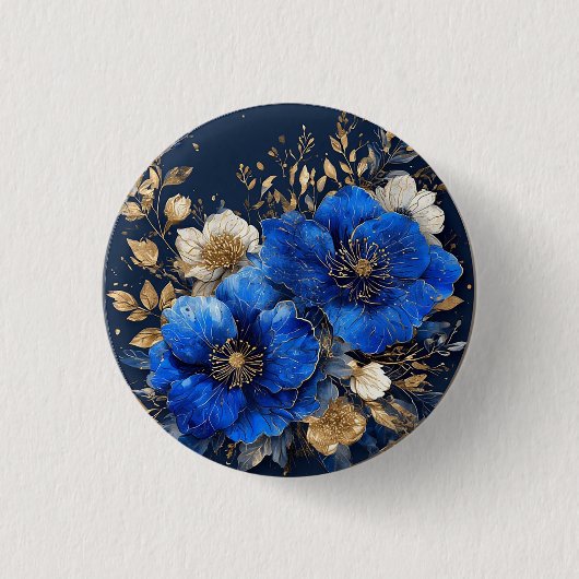 Elegante bloemkunst ronde button 3,2 cm (Voorkant)