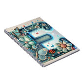 Elegante bloemletter E met vlinders Notitieboek (Rechterzijde)