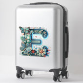 Elegante bloemletter E met vlinders Sticker (Koffer)