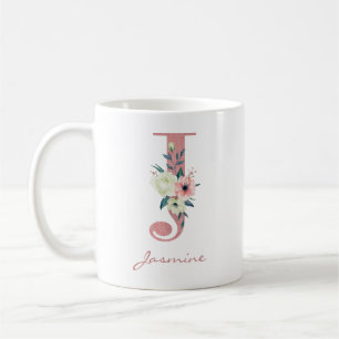 Elegante bloemletter J Roze en ivoor boeket Koffiemok