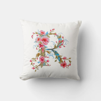 Elegante Bloemletter R Monogram Kussen