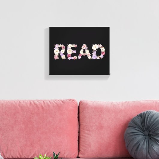 Elegante bloemlezing READ-typografie - Pastelkleur Canvas Afdruk (Insitu (Woonkamer))
